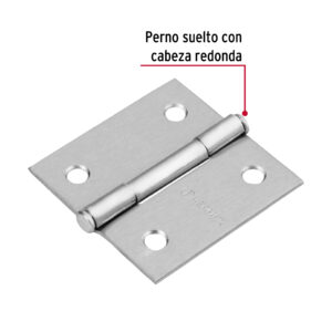 Alternative view of Bisagra cuadrada 2', satinado, cabeza plana, HERMEX