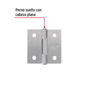 Alternative view of Bisagra cuadrada 2', satinado, cabeza plana, BASIC