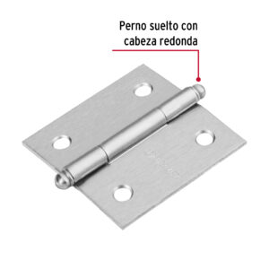 Alternative view of Bisagra cuadrada 2', satinado, cabeza redonda, HERMEX