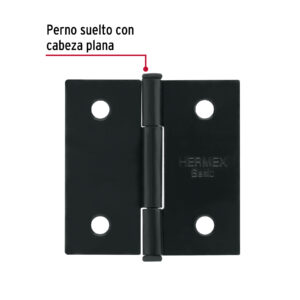 Alternative view of Bisagra cuadrada 2', negro mate, cabeza plana, BASIC