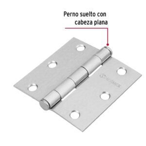 Alternative view of Bisagra cuadrada 3', satinado, cabeza plana, HERMEX