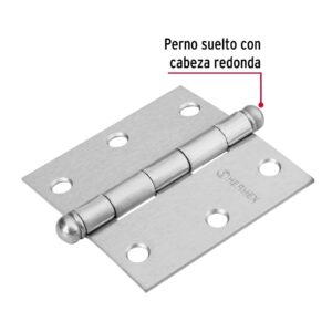 Alternative view of Bisagra cuadrada 3', satinado, cabeza redonda, HERMEX