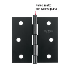 Alternative view of Bisagra cuadrada 3', negro mate, cabeza plana, BASIC