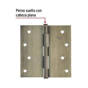 Alternative view of Bisagra cuadrada 4', latón antiguo, cabeza plana, BASIC