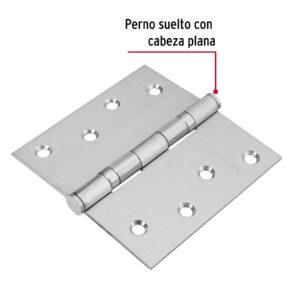 Alternative view of Bisagra cuadrada 4' acero inox, cabeza plana, HERMEX