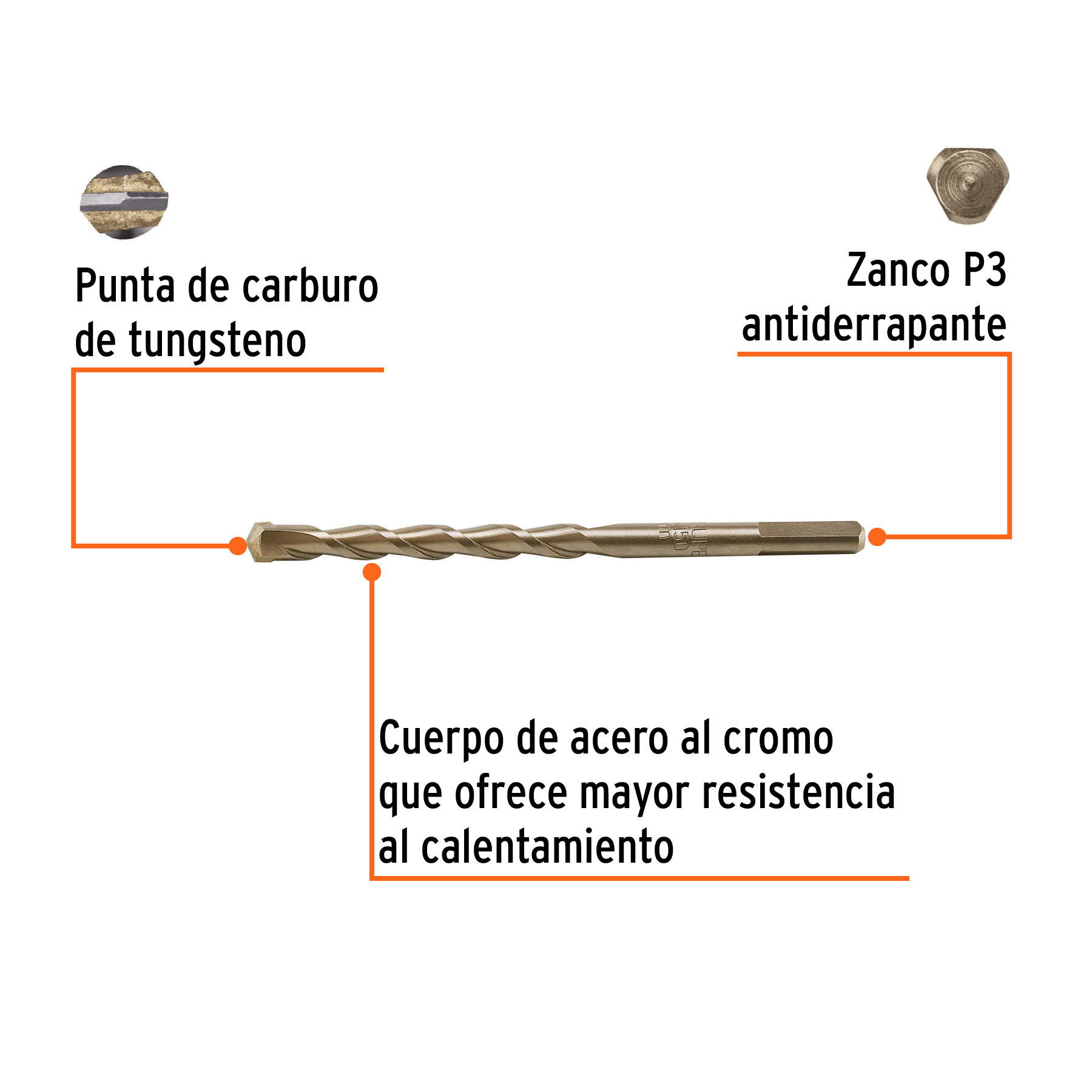 Broca para concreto 10 x 150 mm, TRUPER - Imagen 2