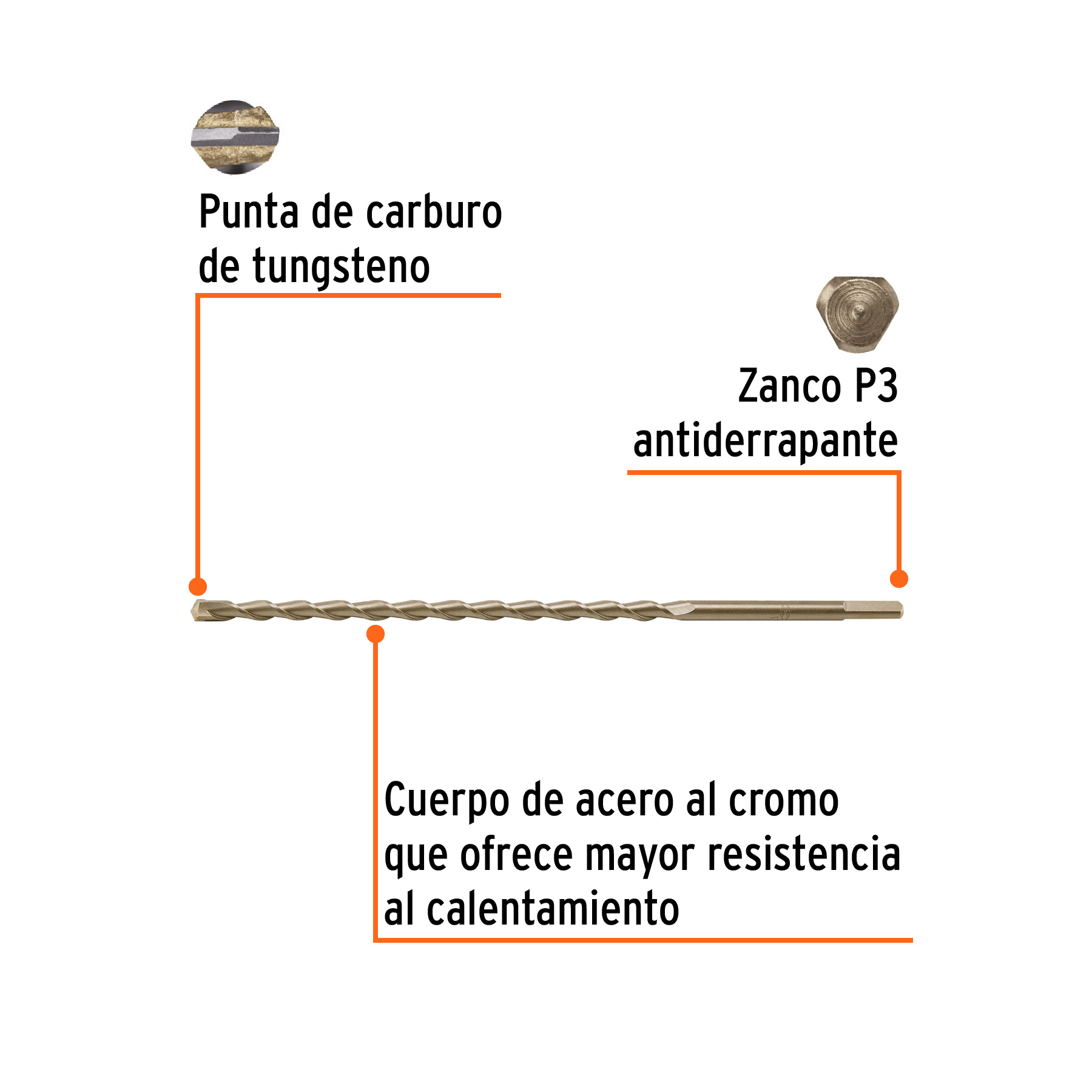 Broca para concreto 10 x 300 mm, TRUPER - Imagen 2