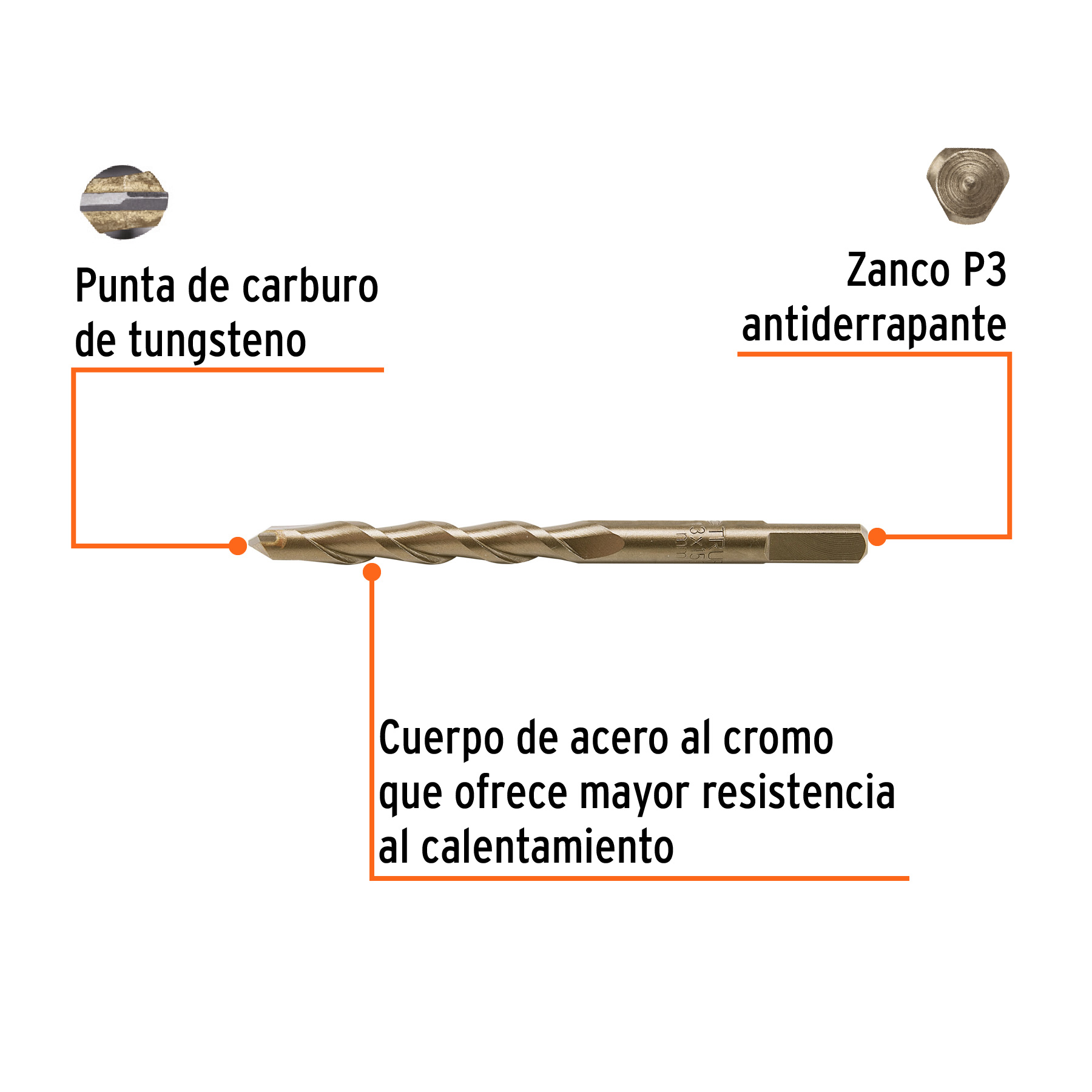 Broca para concreto 13 x 150 mm, TRUPER - Imagen 2