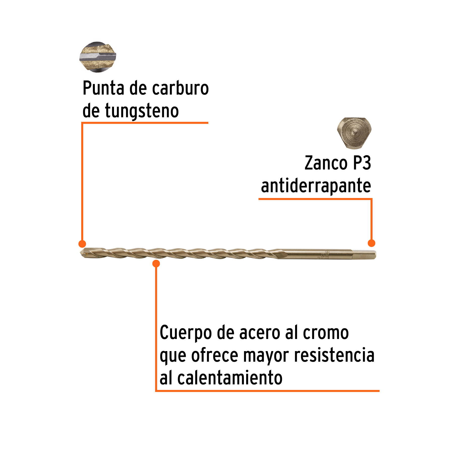 Broca para concreto 13 x 300 mm, TRUPER - Imagen 2