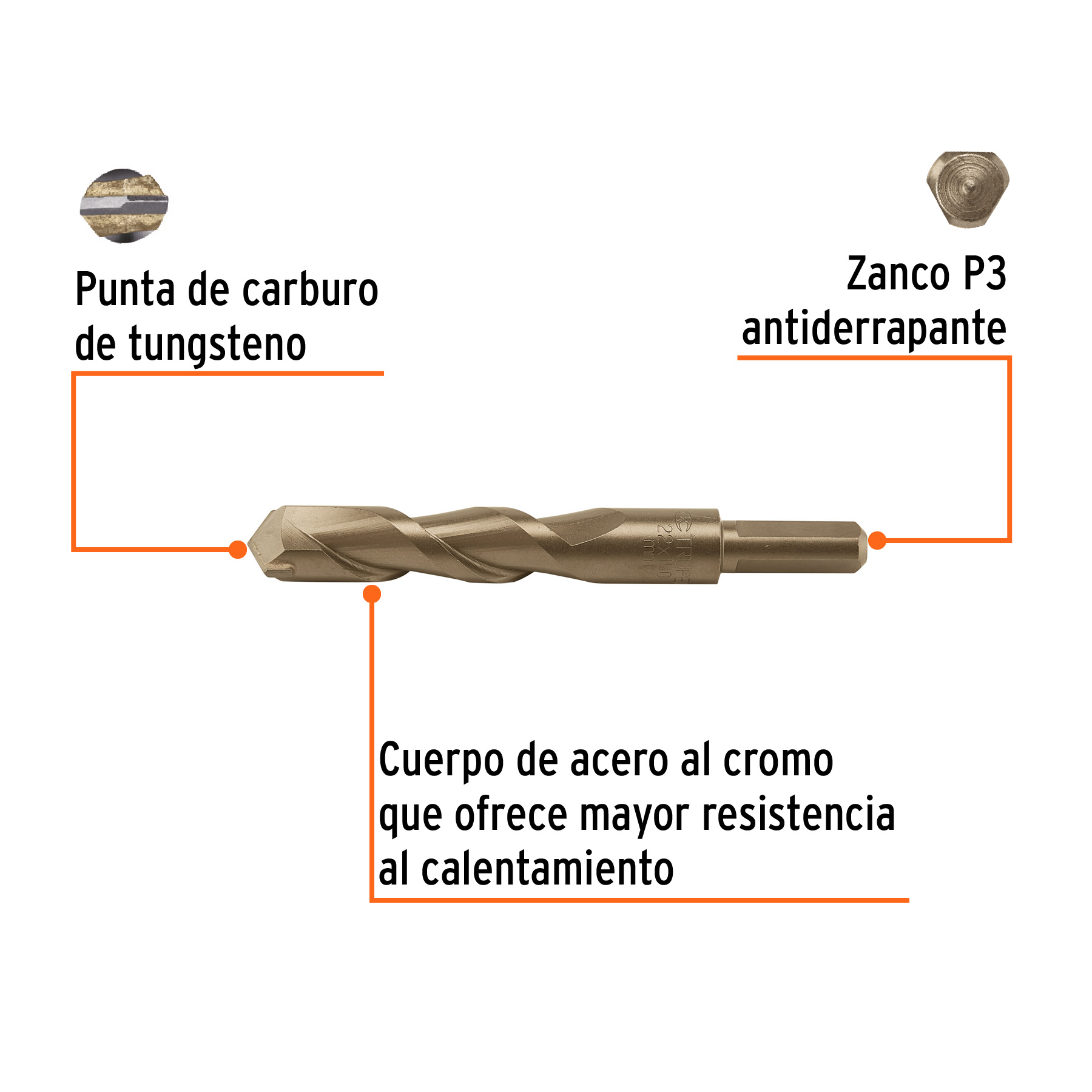 Broca para concreto 22 x 150 mm, TRUPER - Imagen 2