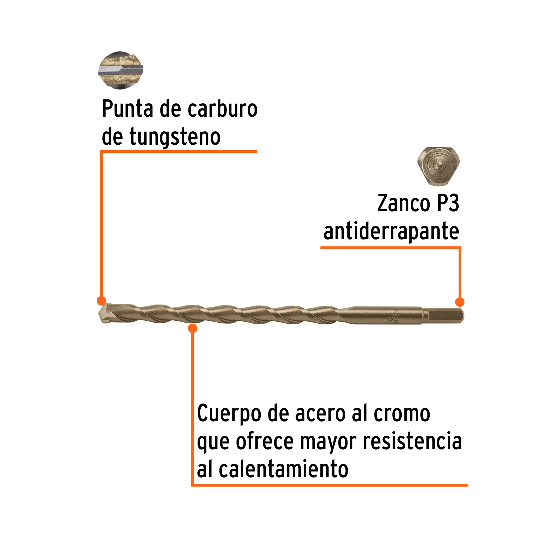 Broca para concreto 22 x 300 mm, TRUPER - Imagen 2