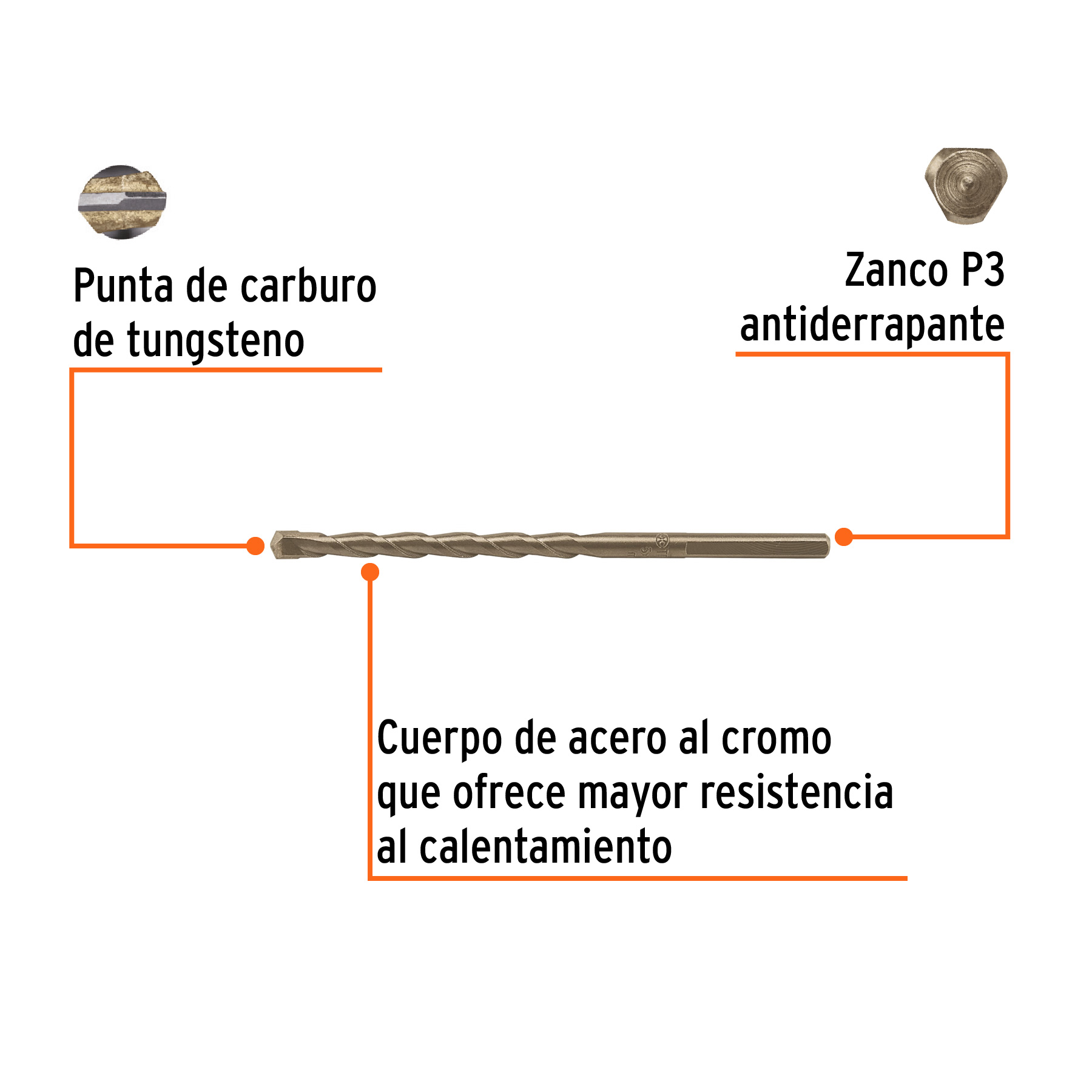 Broca para concreto 5 x 100 mm, TRUPER - Imagen 2