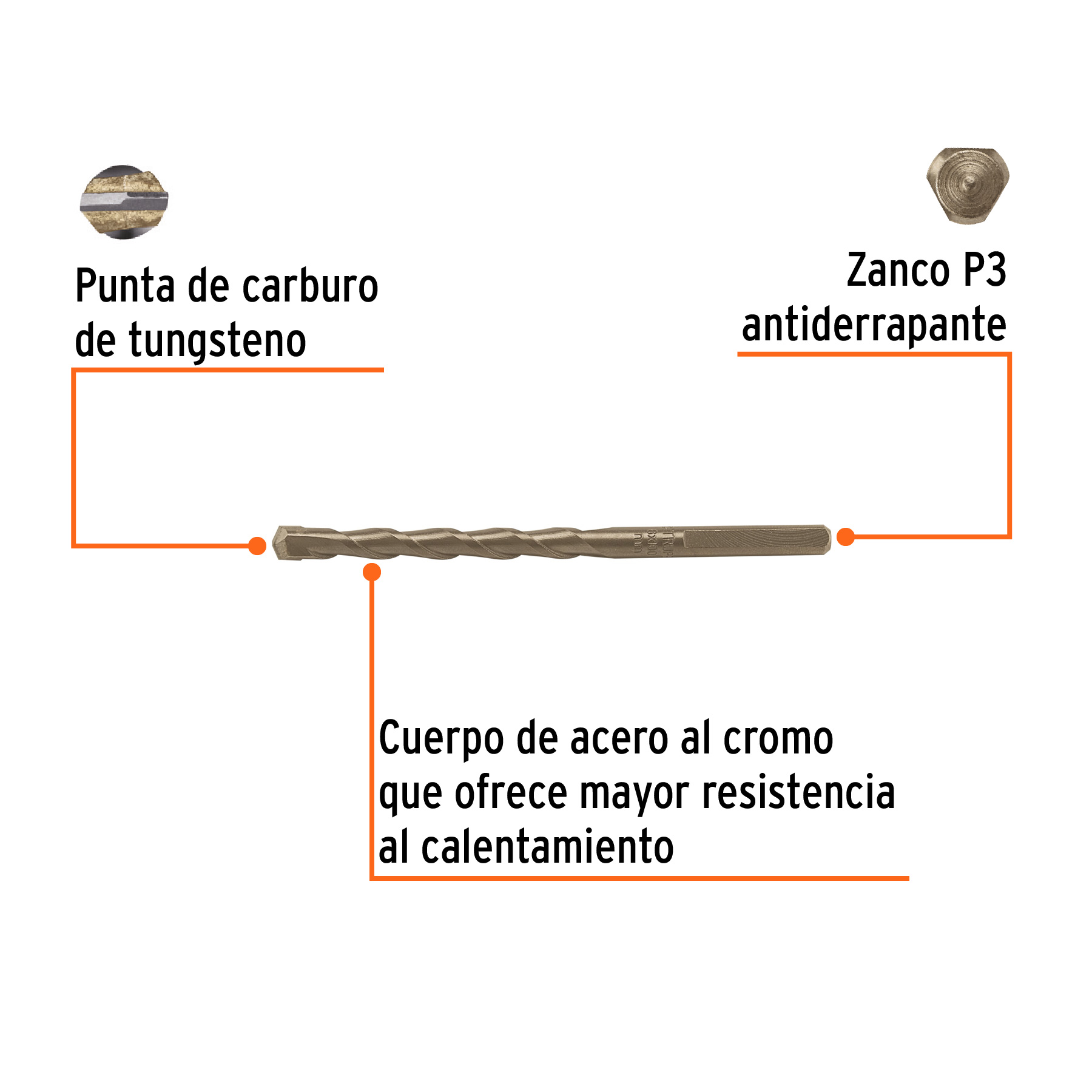 Broca para concreto 6 x 100 mm, TRUPER - Imagen 2