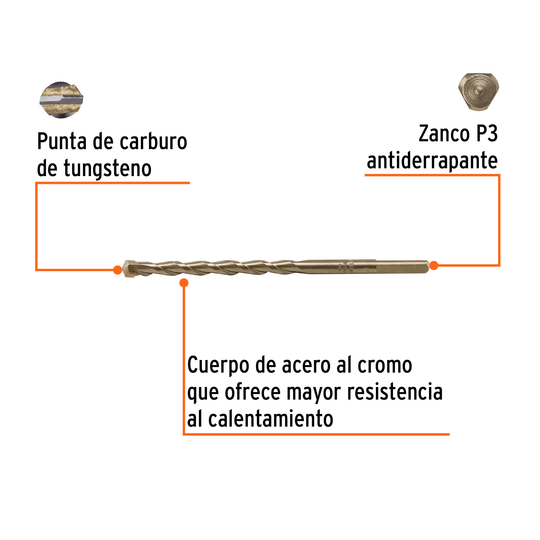 Broca para concreto 8 x 150 mm, TRUPER - Imagen 2