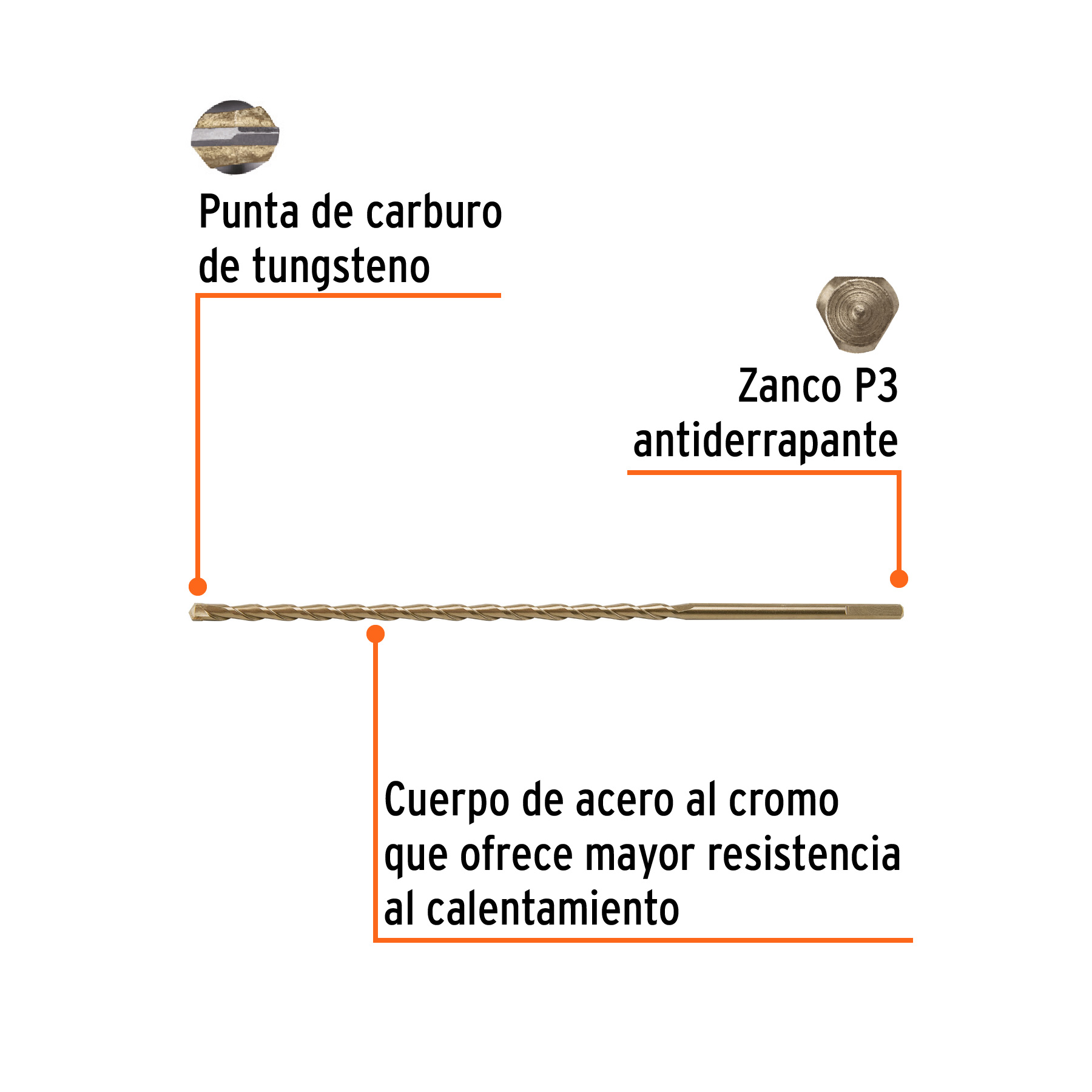 Broca para concreto 8 x 300 mm, TRUPER - Imagen 2