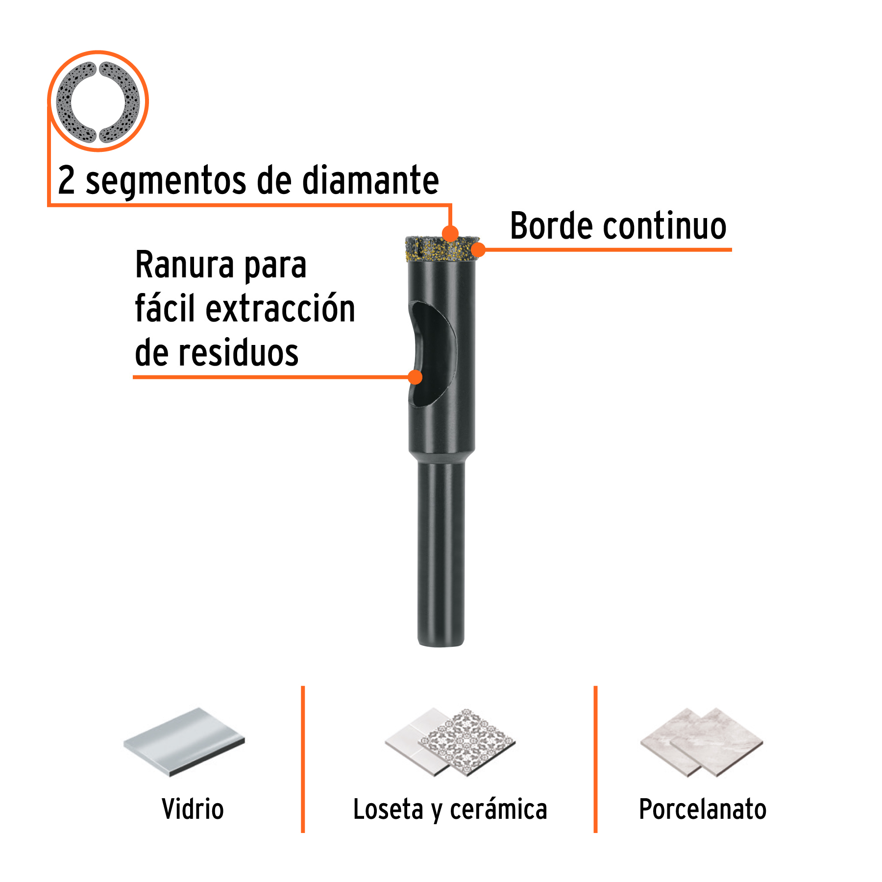 Broca diamantada 1/2' (13 mm), TRUPER - Imagen 2