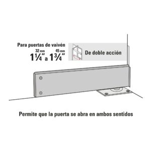 Alternative view of Bisagra de piso doble acción, acero cromado, HERMEX