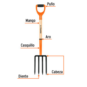 Alternative view of Bieldo para jardín, 4 dientes, mgo 29', puño 'Y', TRUPER