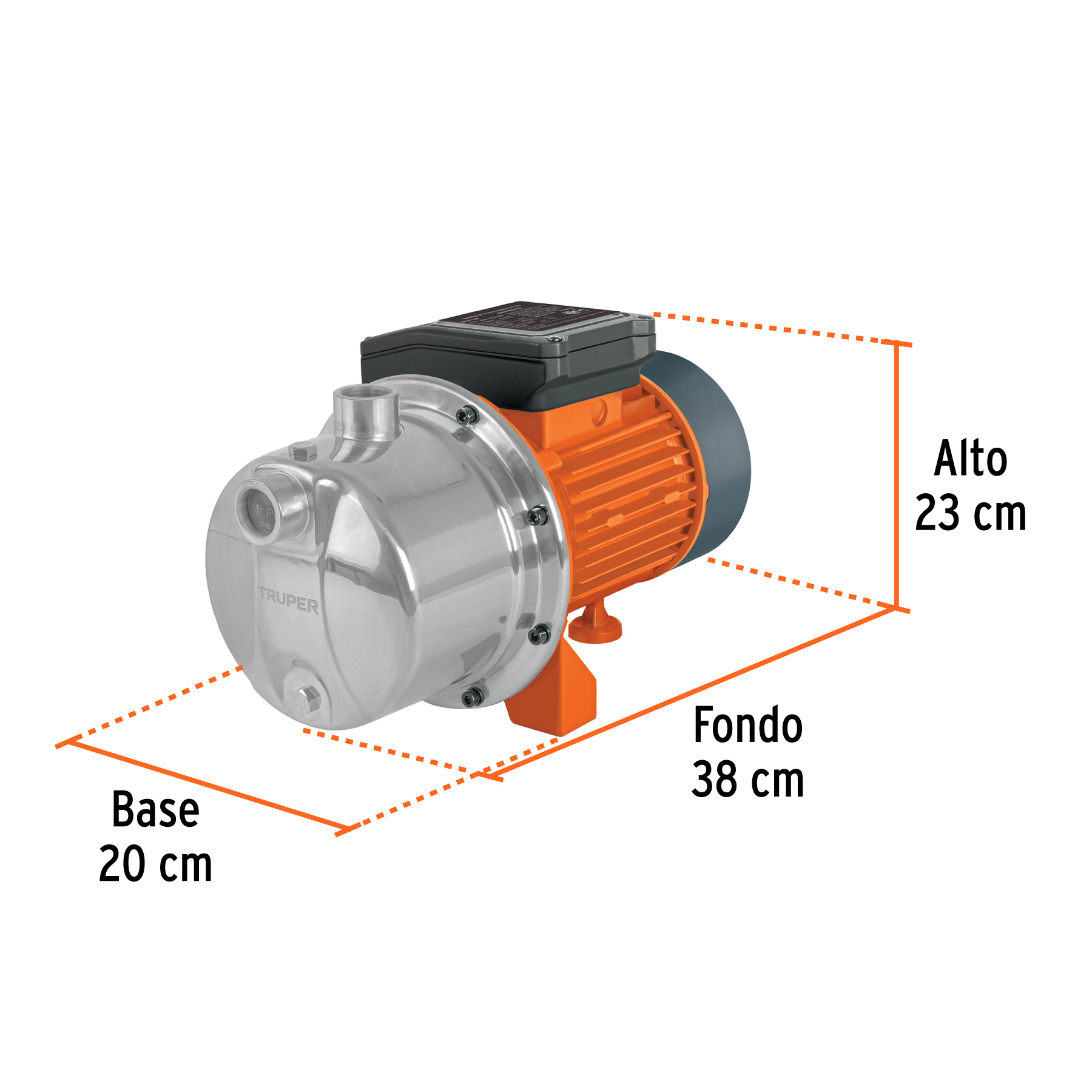 Bomba tipo jet, cabezal de acero inoxidable, 1 HP, TRUPER - Imagen 4