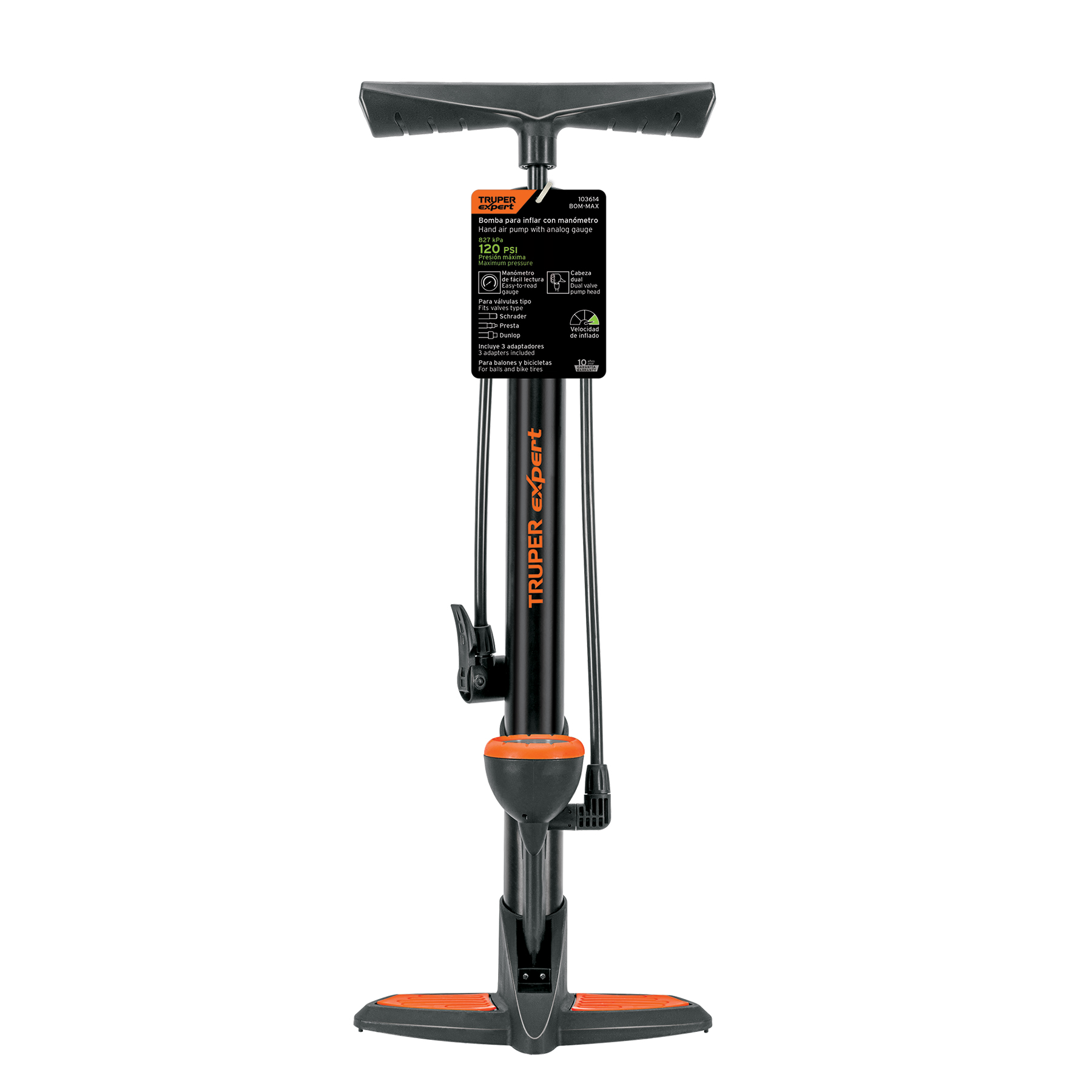 Bomba manual con manómetro, 120 PSI, TRUPER EXPERT - Imagen 2