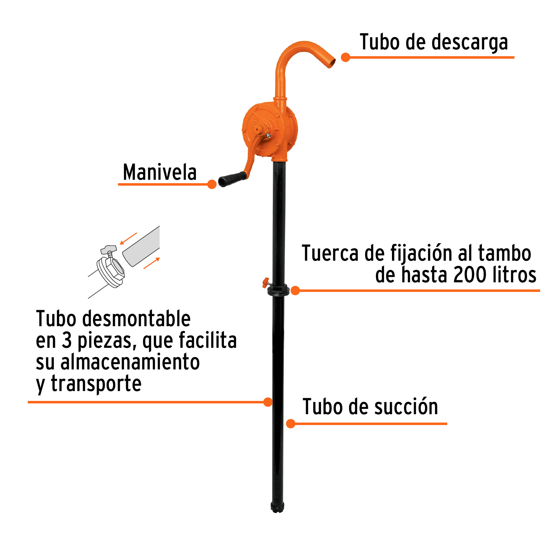 Bomba extractora de aceites con manivela, TRUPER - Imagen 2