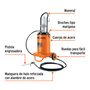 Alternative view of Bomba Inyectora Neumática de grasa, 12 Kg, TRUPER