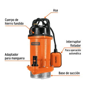 Alternative view of Bomba sumergible hierro fundido, agua limpia, 1 HP, TRUPER