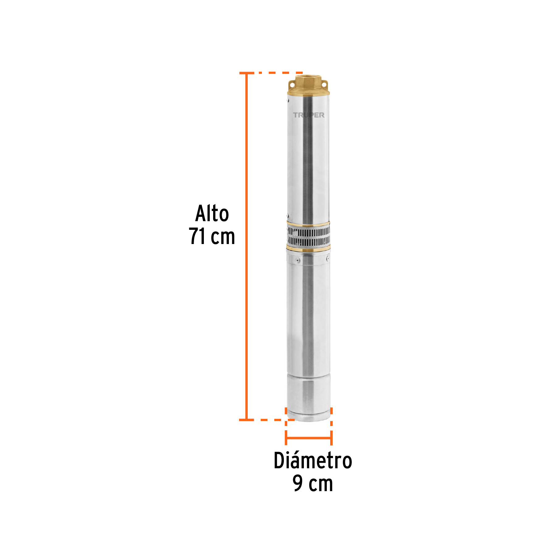 Bomba sumergible tipo bala 4', 1HP,uso agrícola, 220V,TRUPER - Imagen 3