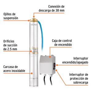 Alternative view of Bomba sumergible tipo bala 4', 1HP, uso agrícola, TRUPER