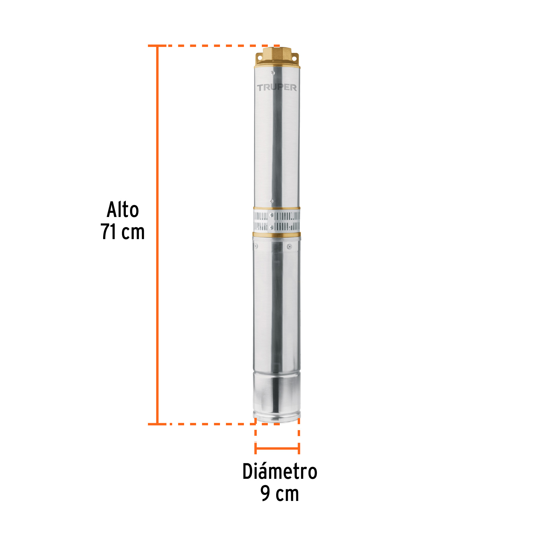 Bomba sumergible tipo bala 4', 1HP, uso agrícola, TRUPER - Imagen 3