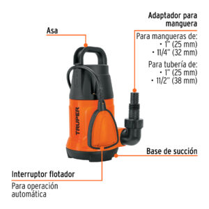Alternative view of Bomba sumergible plástica, 1 HP para agua limpia, TRUPER