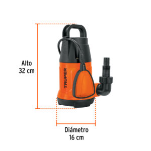Bomba sumergible plástica, 1 HP para agua limpia, TRUPER - Imagen 3