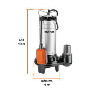 Bomba sumergible, 1 HP acero inox/hierro, para agua sucia - Imagen 3