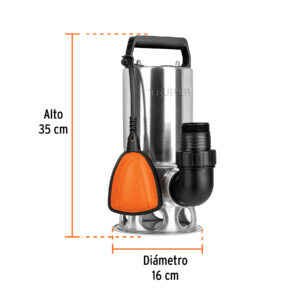 Bomba sumergible acero inoxidable, agua sucia, 1 HP, TRUPER - Imagen 3