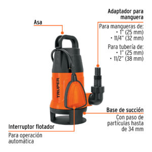 Alternative view of Bomba sumergible plástica, 1 HP para agua sucia, TRUPER
