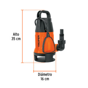 Bomba sumergible plástica, 1 HP para agua sucia, TRUPER - Imagen 3