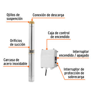 Alternative view of Bomba sumergible tipo bala 4', 2HP,uso agrícola, 220V,TRUPER