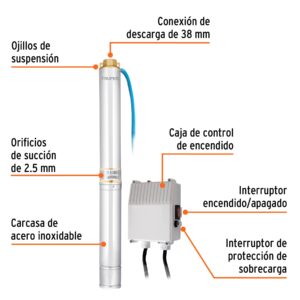 Alternative view of Bomba sumergible tipo bala 4', 2HP, uso agrícola, TRUPER