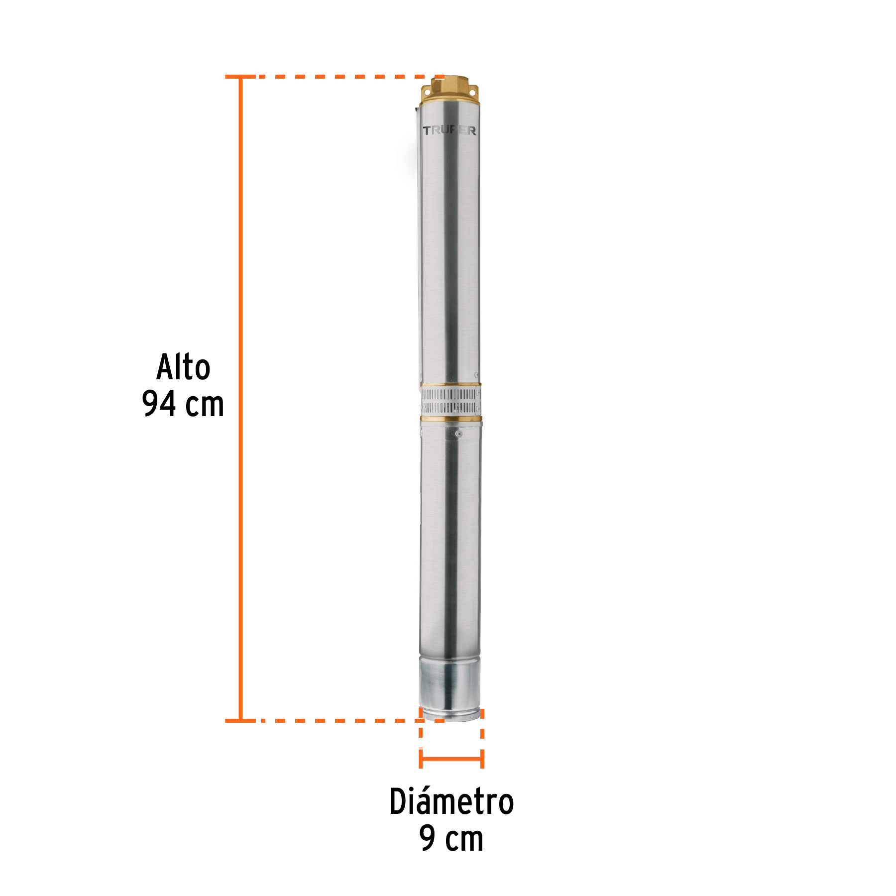 Bomba sumergible tipo bala 4', 2HP, uso agrícola, TRUPER - Imagen 3