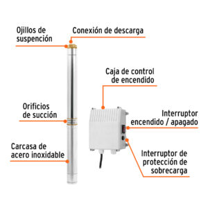 Alternative view of Bomba sumergible tipo bala 4', 3HP,uso agrícola, 220V,TRUPER