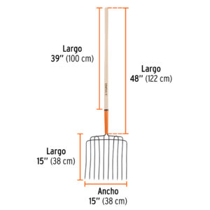Bieldo para estiércol, 10 dientes, mango 48', cabeza soldada - Imagen 3