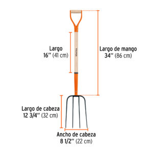 Bieldo para paja, 4 dientes, mango 34', puño 'Y', TRUPER - Imagen 3