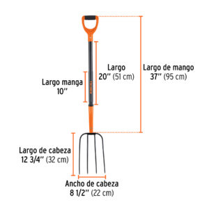 Bieldo para paja, 4 dientes, mgo de acero 37',puño'Y' TRUPER - Imagen 3