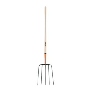 Bieldo para paja, 5 dientes, mango largo 48', cabeza grande