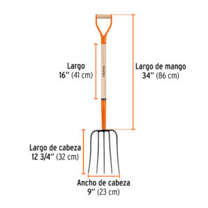 Bieldo para paja, 5 dientes, mango 34', puño 'Y', TRUPER - Imagen 3