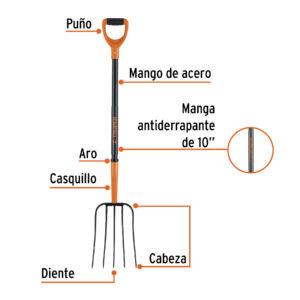 Alternative view of Bieldo para paja, 5 dientes, mgo de acero 37',puño'Y' TRUPER