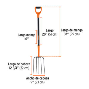 Bieldo para paja, 5 dientes, mgo de acero 37',puño'Y' TRUPER - Imagen 3