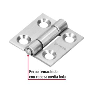 Alternative view of Bisagra rectangular 1' acero inoxidable, HERMEX
