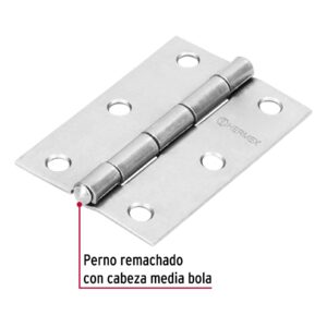 Alternative view of Bisagra rectangular 3' acero pulido, HERMEX