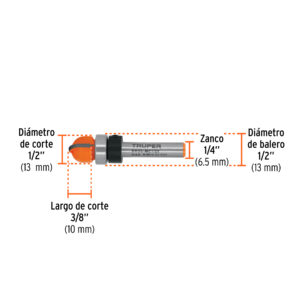 Broca para router, media caña, 1/2' con balero, TRUPER - Imagen 3